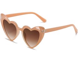 YAMEIZE Fashion Heart Zonnebril voor dames en heren, rechthoekig, UV400-bescherming, vintage zonnebril