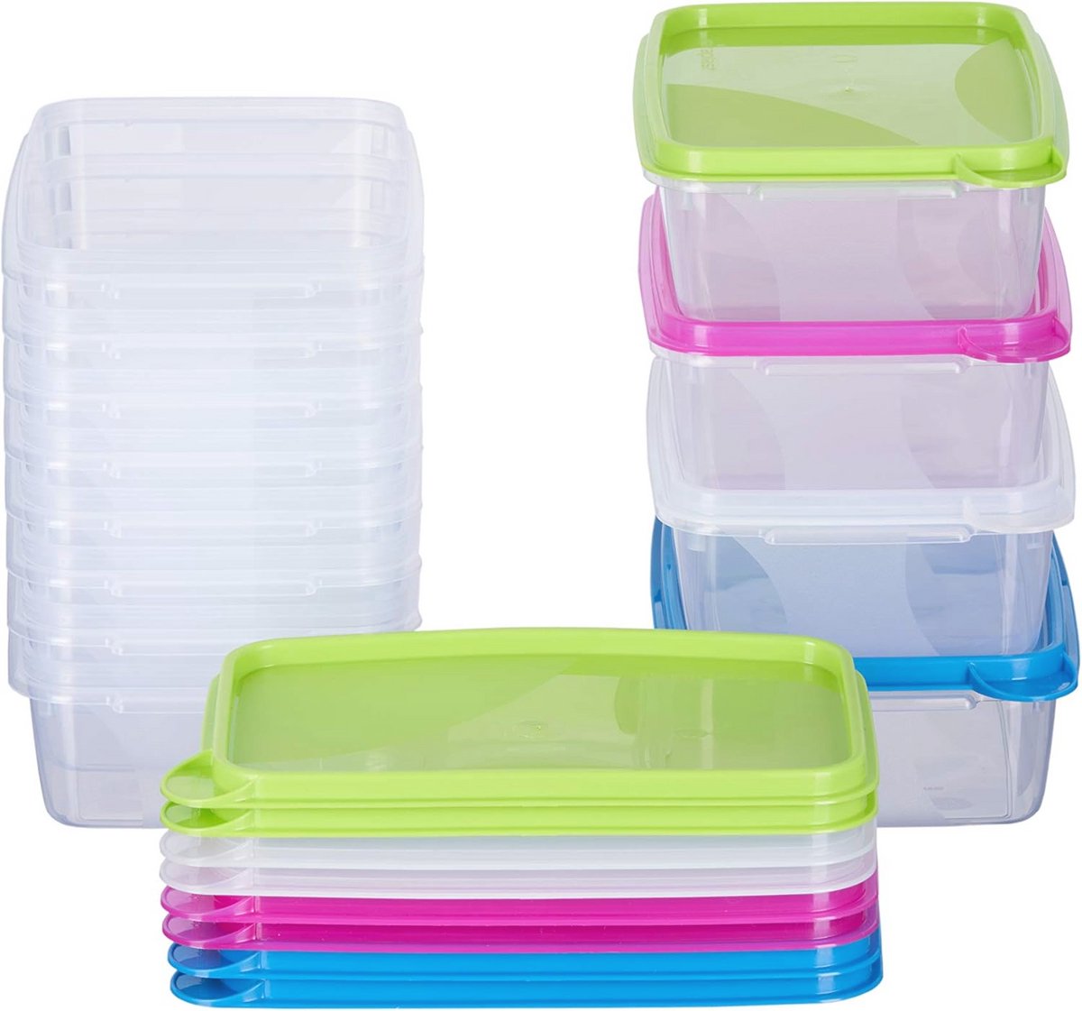 MiraHome Set van 6 rechthoekige voorraaddozen 2 liter 23 x 15 x 7,5 cm