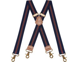 Dresime Bretels voor heren met sterke 4 haakclips, vintage bretels, bretels voor mannen en vrouwen, zware elastische verstelbare X-vorm