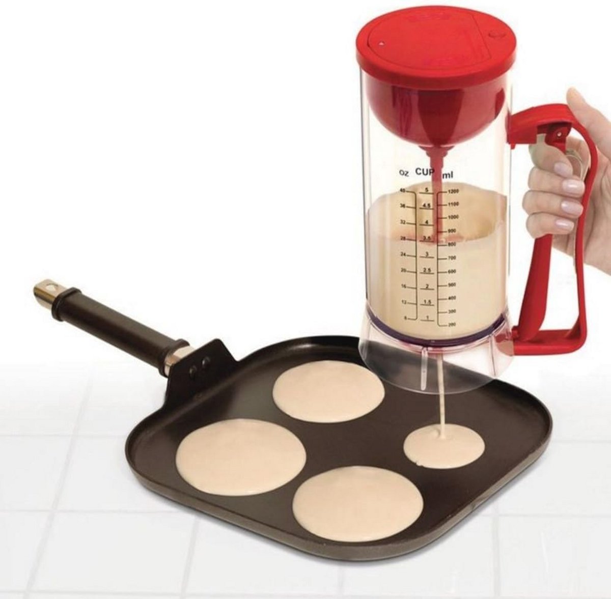 Inovey Draadloze Elektrische Pan Cake Cup Cake Wafels Beslag Mixer Dispenser Maker Machine