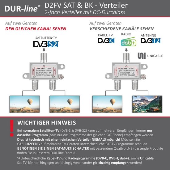 TronicXL Premium antenneverdeler 2-voudige verdeler zachte splitter F TronicXL Premium antenneverdeler 2-voudige verdeler zachte splitter F