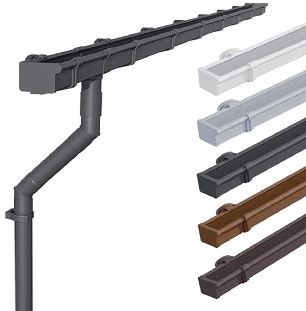 Dakgootset voor Tuinhuis - 68mm Bakgoot 3m Antraciet PVC voor Lessenaarsdak