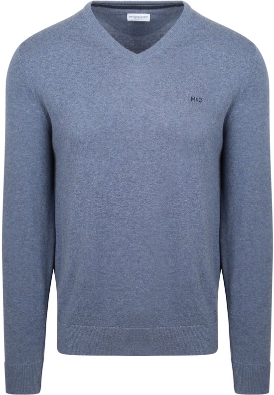 Pull McGregor en laine mérinos à col en V, Blauw Vintage - Taille L - Homme - Pulls