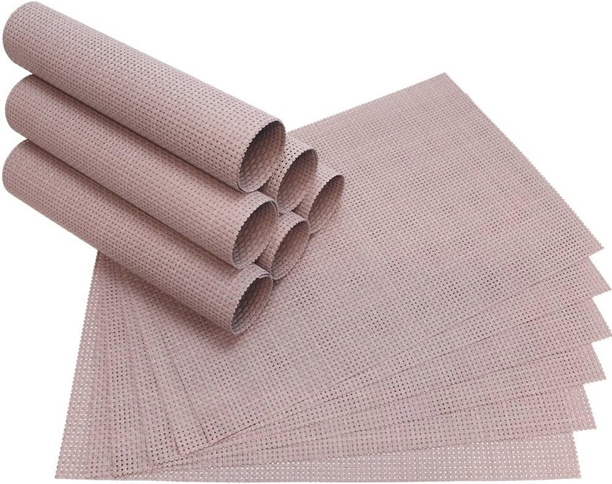 Placemats Elegance Oud Roze Set van 12 - Wasbare Tafelonderleggers 45 x 30 cm