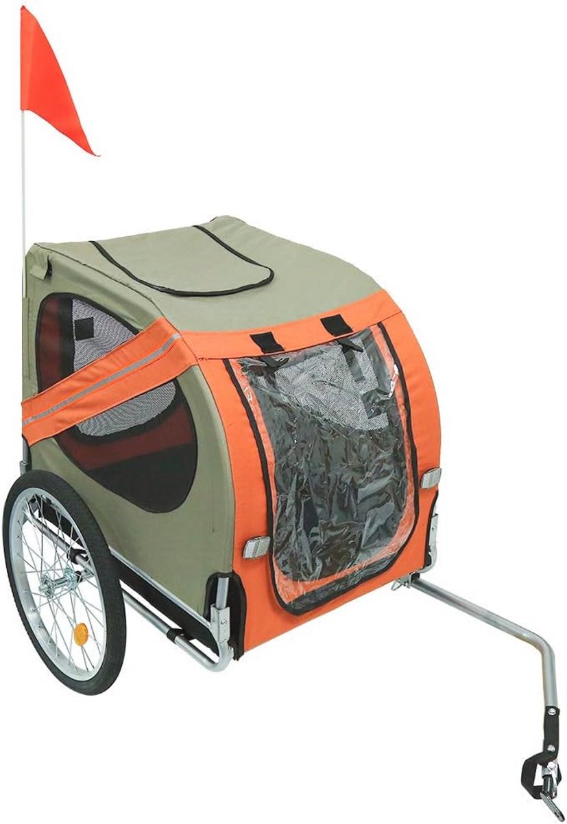 Opvouwbare Fietskar voor Honden - Geschikt tot 40 kg met Vlag en Reflectoren