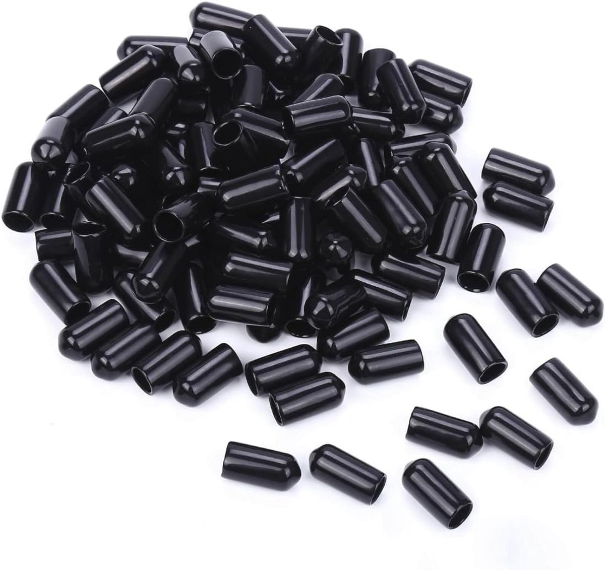 Rubberen eindkappen voor schroefdoppen en stangen - 50 stuks, 6 mm