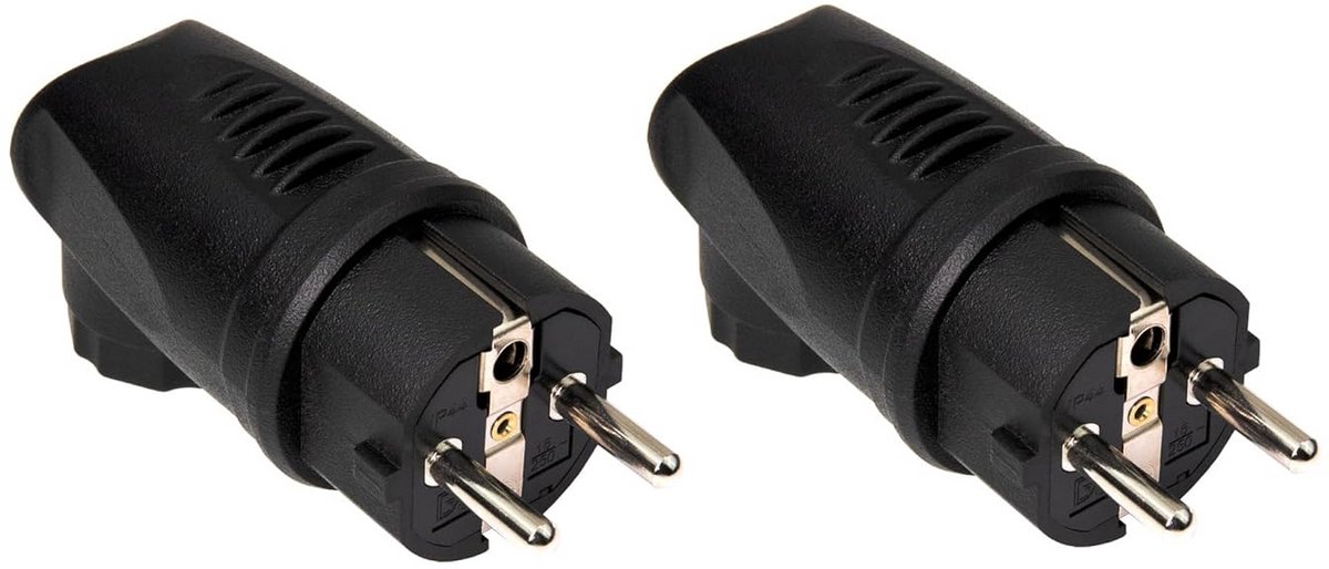 Hoekstekker 230 V voor Buiten - Geaarde Schuko Stroomstekker IP44 - 2 Stuks