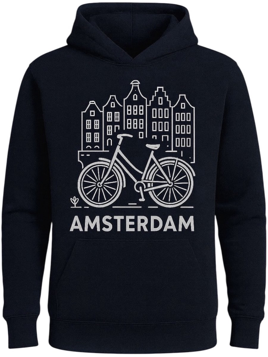 Hoodie Fiets Amsterdam - Donkerblauw - L