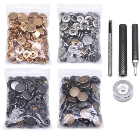 QUARKZMAN 60 Sets Dubbele Lederen Klinknagels - 8 X 8 Mm, Ronde Dop, Koolstofstaal, Zilverkleurig, Voor Leerbewerking, Riemen, Tassen En Reparaties