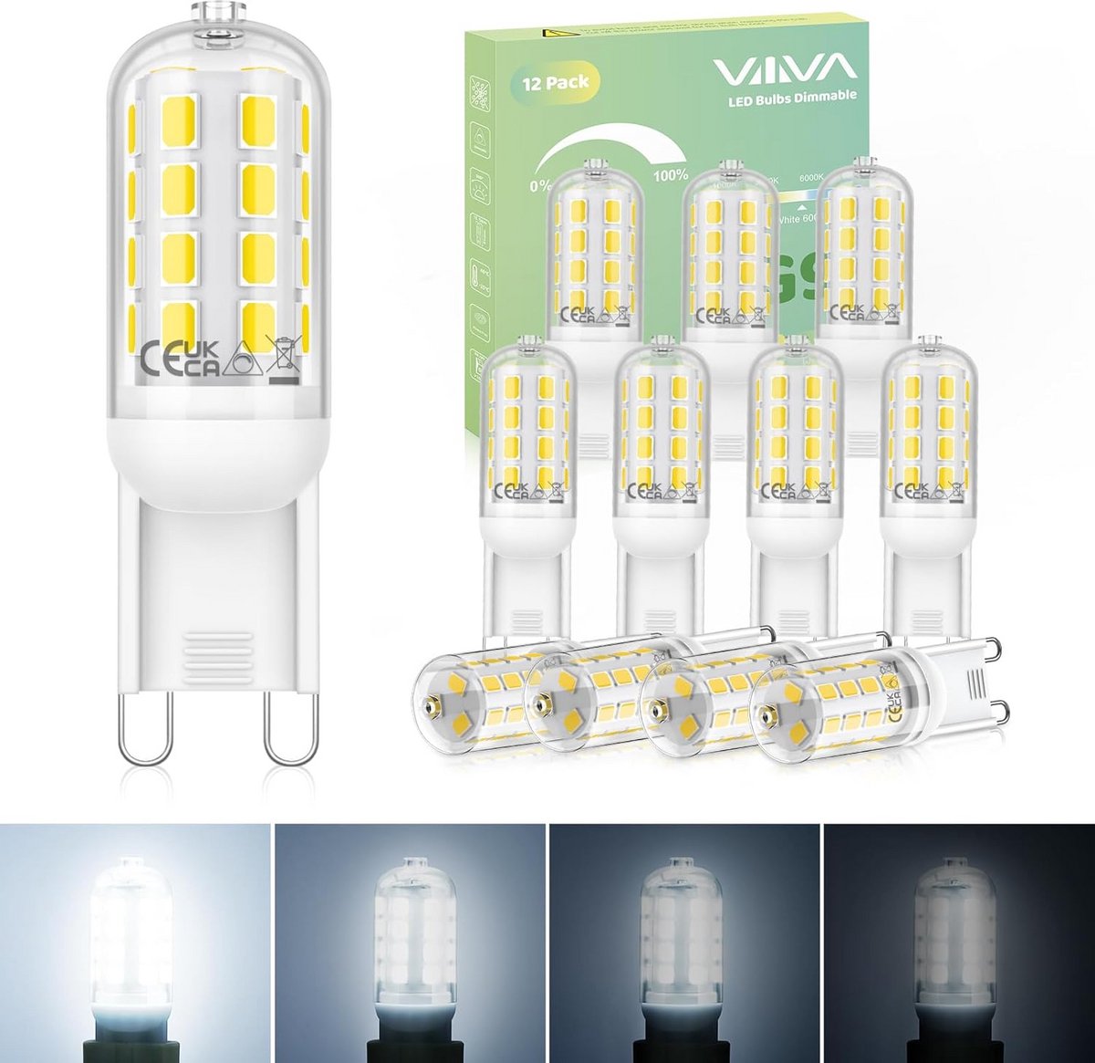 Dimbare G9 Ledlamp 12 Stuks - 6000K, 5W, 500 Lumen, Energiebesparend