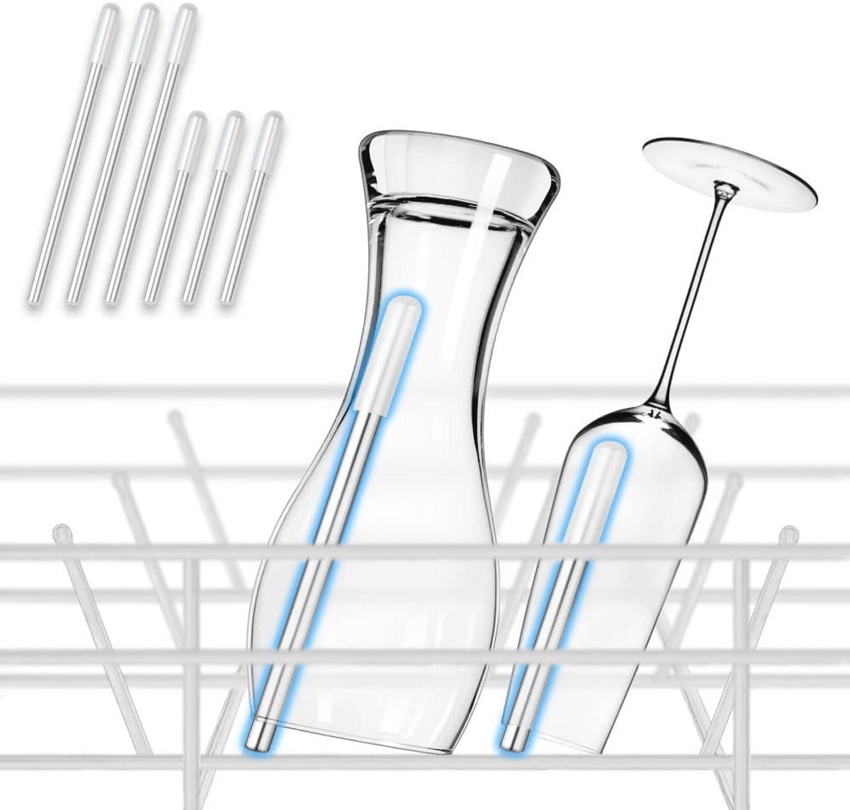 Set van 6 Vaatwasser Flessenhouders - Universele Silicone Dop voor Glazen