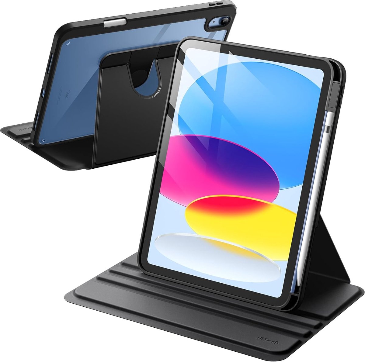 Zandarix Geschikt voor Apple iPad A16 (2025) - Met Pencil Houder - 360 Graden Rotatie - Book Case - Tablethoes - Zwart