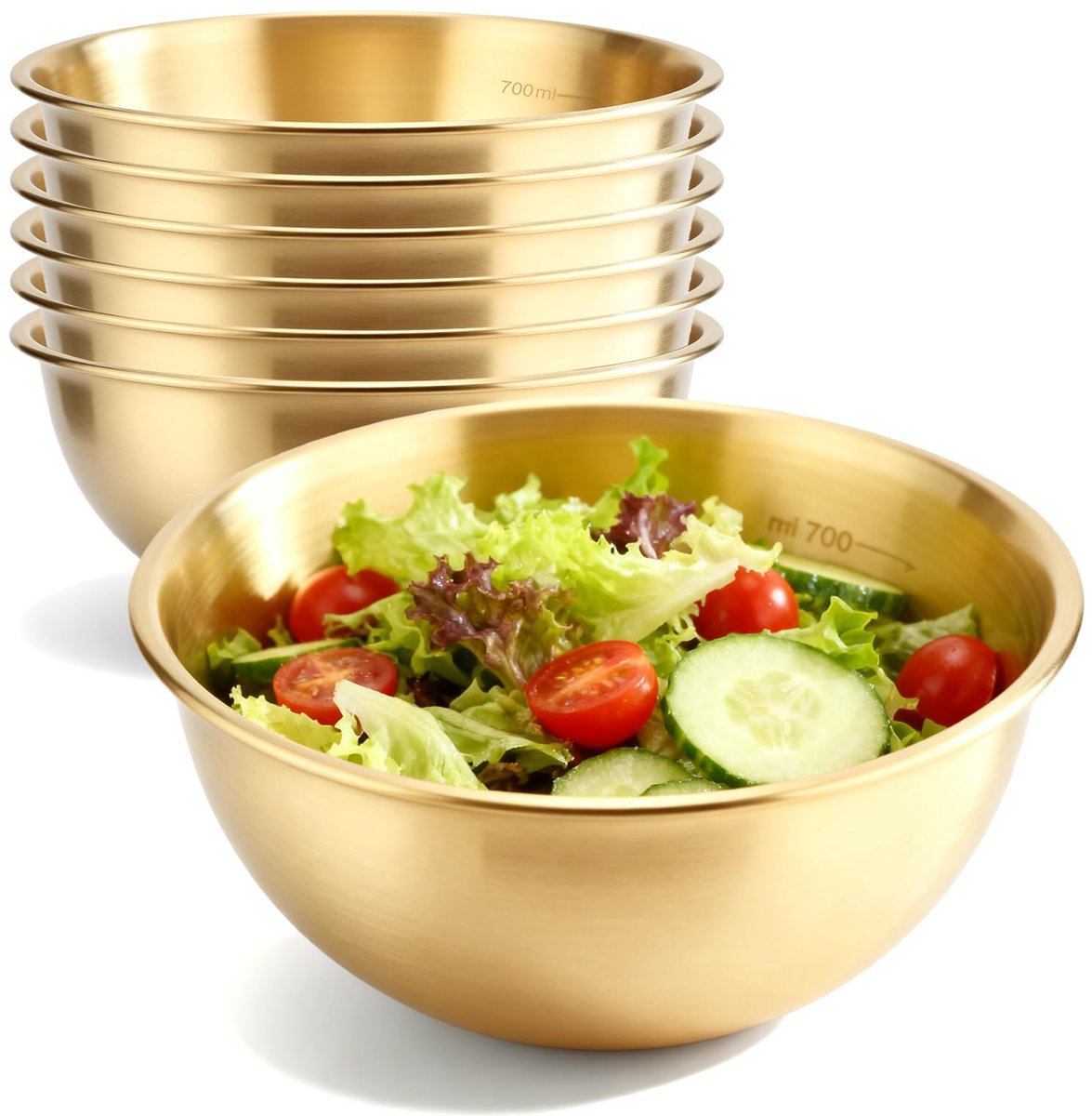 Unyqoos® Set van 6 multifunctionele roestvrijstalen schalen voor keuken en opslag