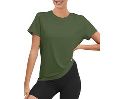 Rapbin Sportshirt voor dames, korte mouwen, UPF 50+, basic, licht, ademend, droog, functioneel sportbovenstuk, ronde hals, sportshirt, dames, los, voor fitness, loopshirt, yoga