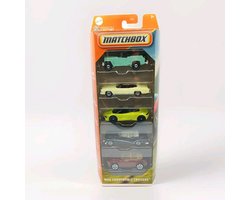 MATCHBOX 5 IN BOX MBX CONVERTIBLE CRUISERS JEEP 1948 WILLYS JEEPSTER, CADILLAC ELDORADO 1975 CONVERTIBLE,McLAREN 720S SPIDER, 1953 BUICK SKYLASK CONVERTIBLE, 2018 FORD MUSTANG CONVERTIBLE METAL (1:64) 5 PACK