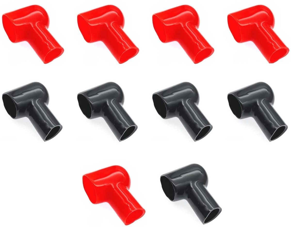 Flexibele beschermkappen voor accupolen - 10 stuks in rood en zwart