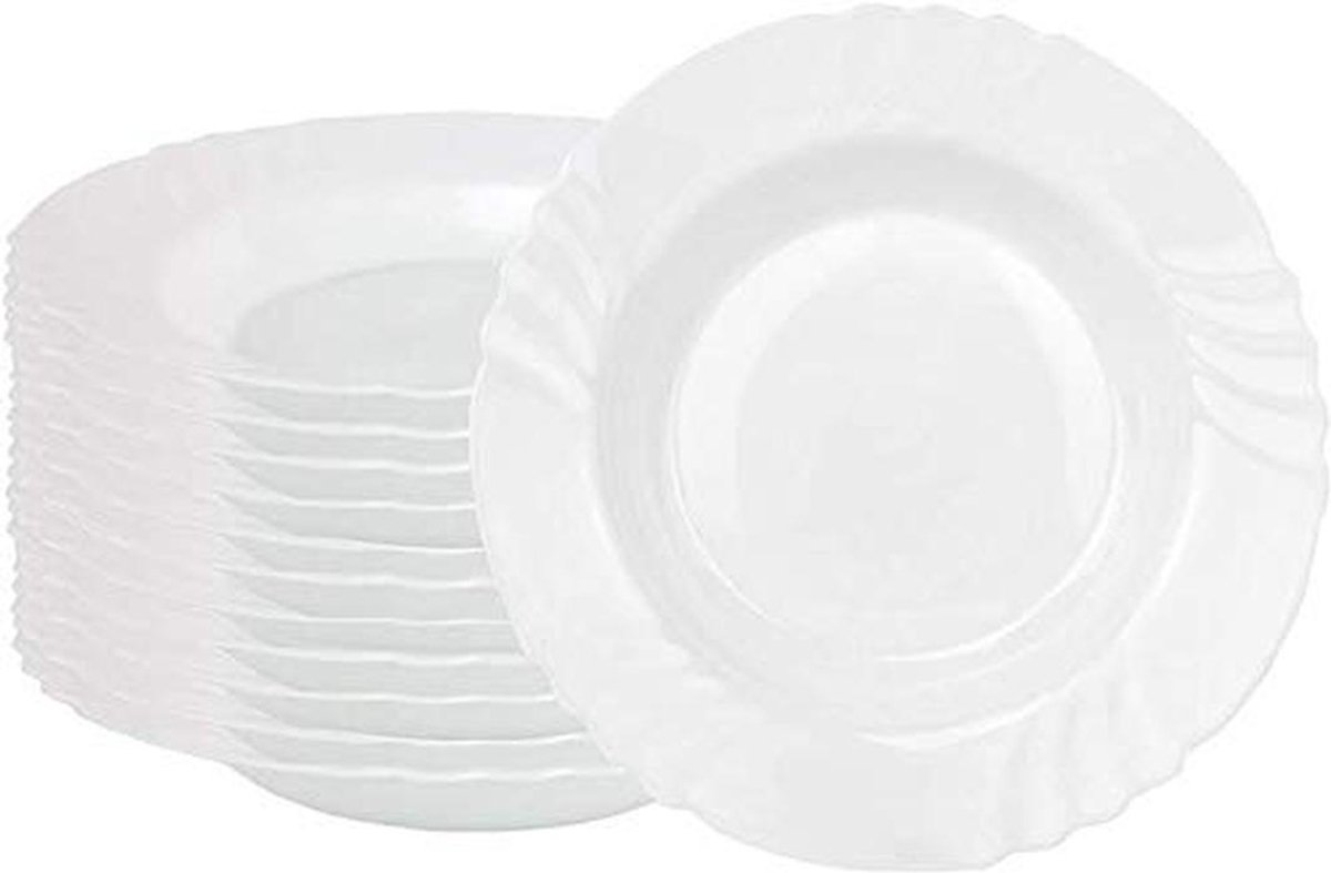 Diepe Soepborden van Opaal Gehard Glas - Set van 12 - 23,5 cm