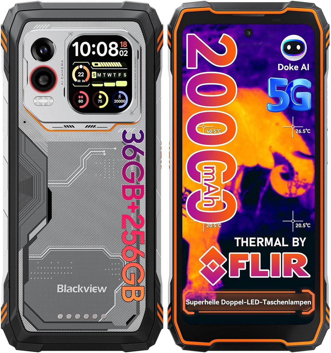 Blackview XPLORE 1 Pro - Robuuste Smartphone - 5G - 36GB RAM - 256GB ROM - 6.78 inch - Robuuste Telefoon - Nachtzicht - Android 15 - NFC - GPS - Oranje