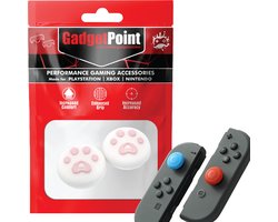Gadgetpoint – Thumb Grips voor Nintendo Switch Joy-Con Controllers – Gaming Thumbgrips – Performance Anti-Slip Thumbsticks – Bescherming Accessoires – Pootjes – Wit met Lichtroze
