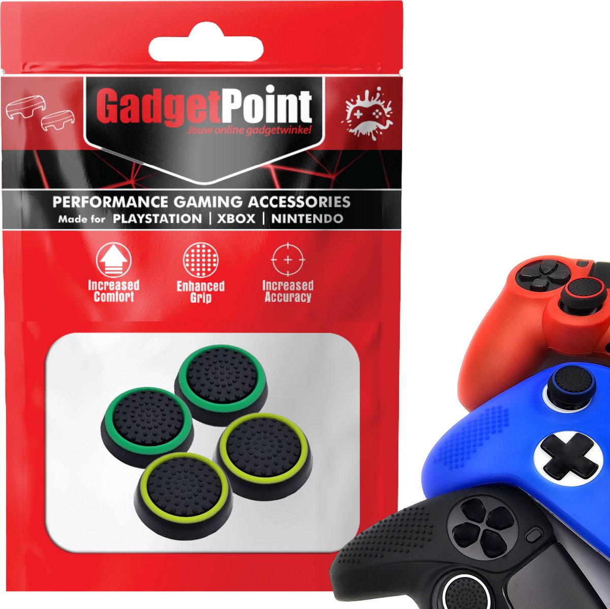 Bol.com Gadgetpoint - Thumb Grips voor PlayStation, PS5, Xbox X/S, One & Switch Pro Controller - Gaming Thumbgrips - Performance... aanbieding