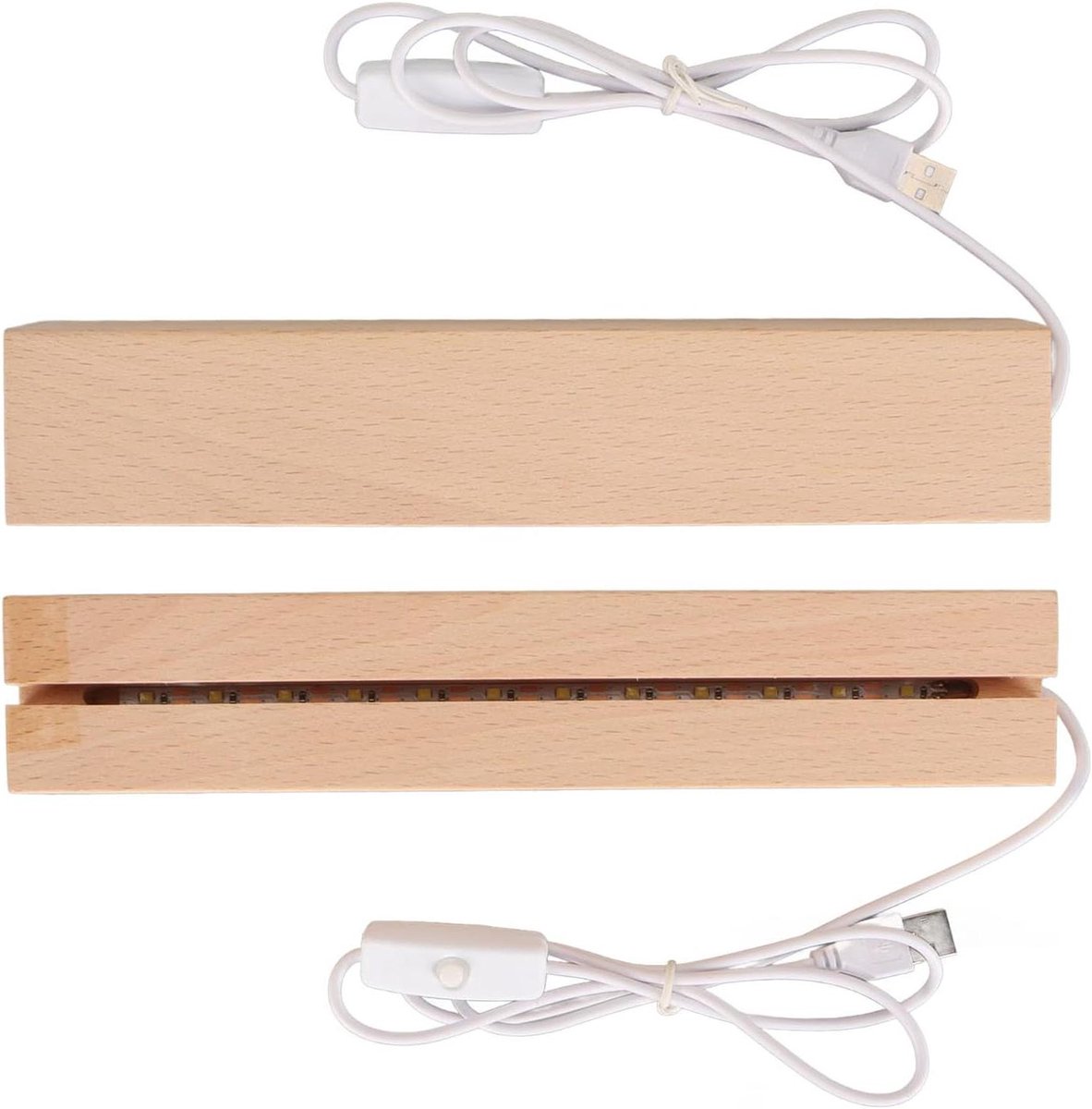 Allecta - LED Display Stand USB-interface van Massief Hout voor Kristalglas Acryl 24cm