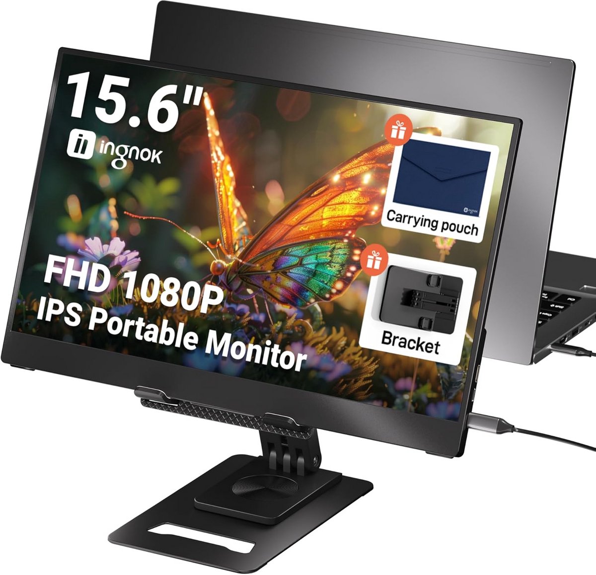 Draagbare Monitor 15,6 inch FHD 1080P IPS Scherm Extender met USB C en HDMI