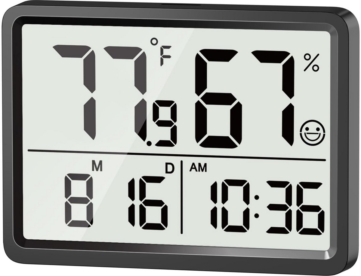 Digitale thermometer en hygrometer voor binnen met grote LCD-cijfers