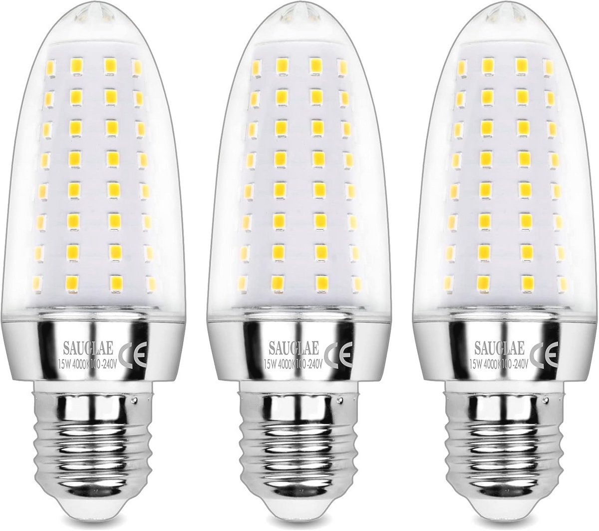 E27 15W LED lampen - Neutraal Wit 4000K - 1700 Lumen - Set van 3 - Vervangt 120W Gloeilampen