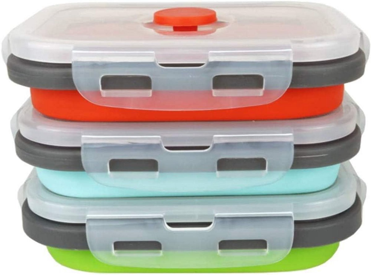 Bento doos 350 ml, opvouwbare vershouddozen, silicone, set van 3, voor levensmiddelen, invriezen, verwarmen, magnetron, vaatwasser, vriezer en ovenbestendig