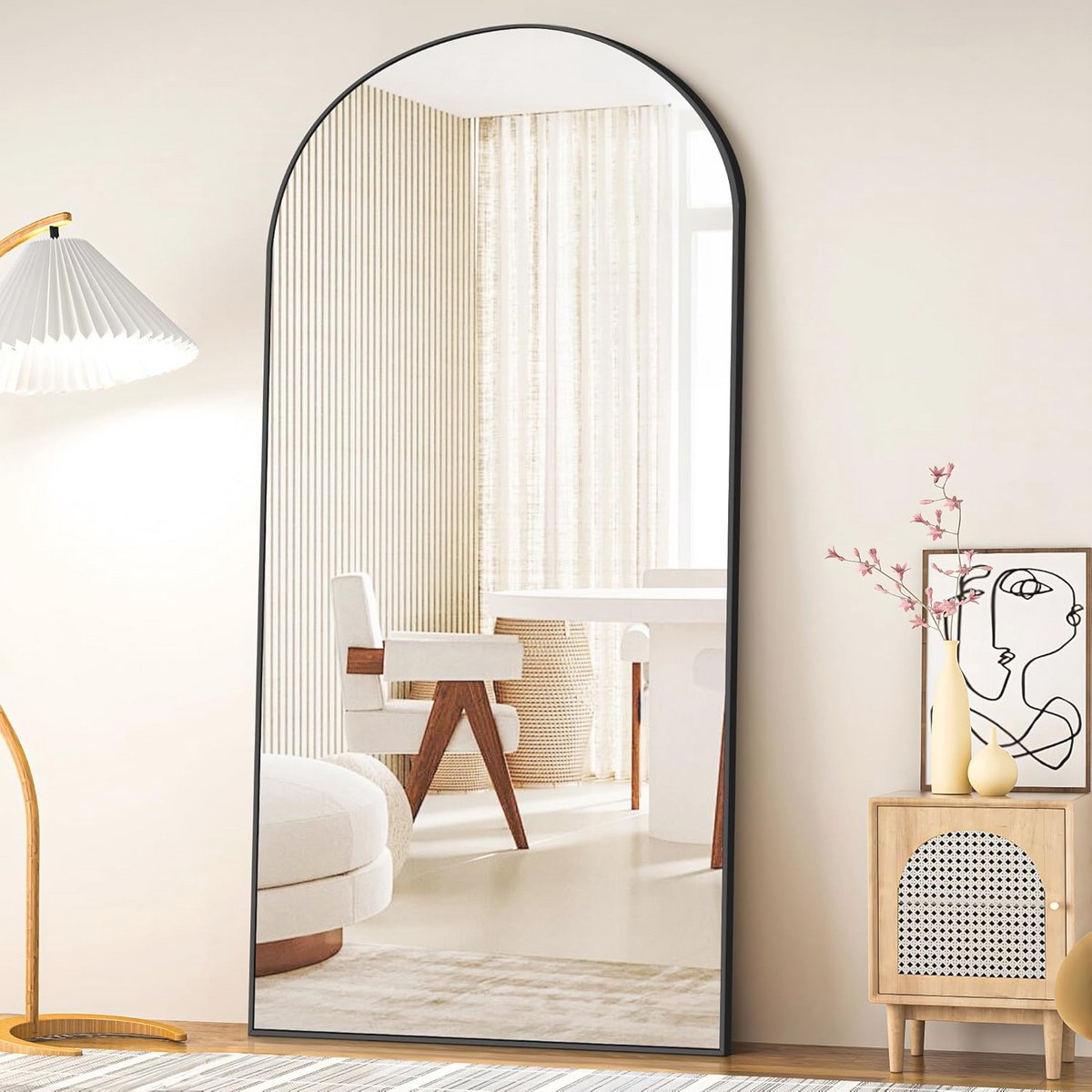 Grote Vloerspiegel 192 x 85 cm - Staande Spiegel met Zwart Frame voor Slaapkamer en Woonkamer