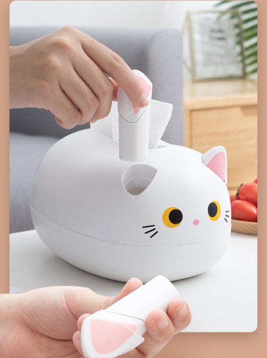 1 stuk - Tissue box- kat tissuebox houder-Abs- tissuebox zwart -Cartoon - Met tandenstokerhouder- geschikt voor auto thuis badkamer accessoires