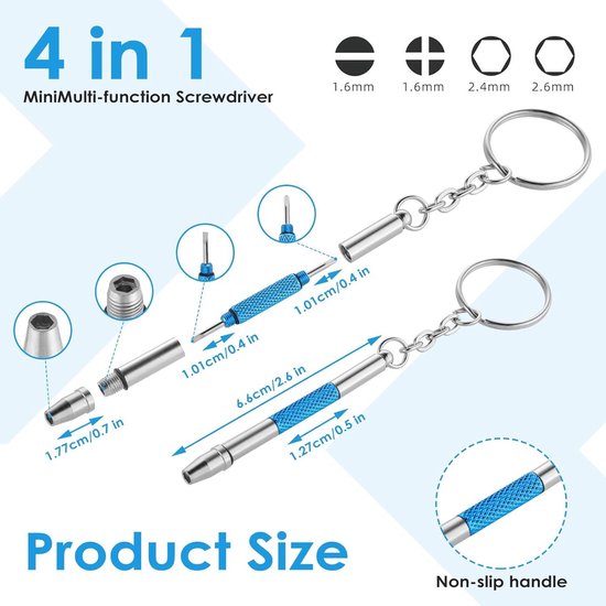 3/6 stuks brillenschroevendraaier (3-in-1), sleutelhanger schroevendraaier reparatie gereedschap, gebruikt om schroeven te repareren of vast te draaien op verschillende brillen zonnebrillen horloges mobiele telefoons, brillen reparatieset (kleur