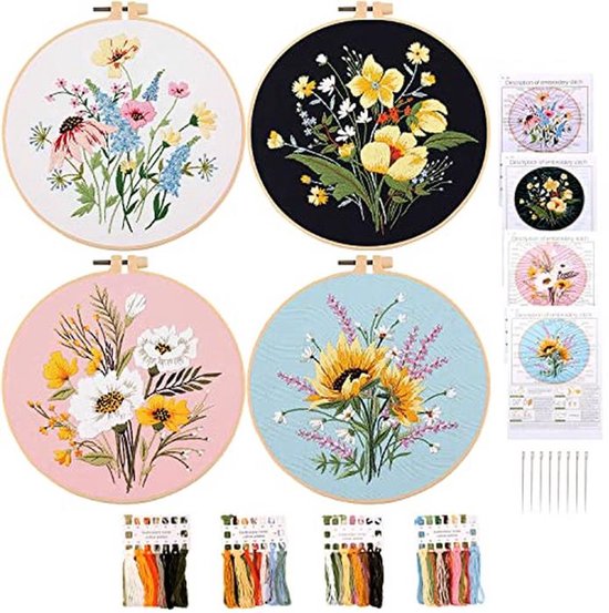 3 sets borduursteekoefenset voor beginners, basis- en