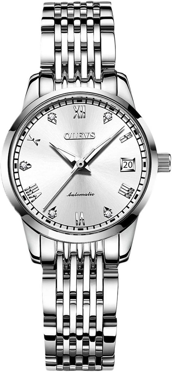 Automatisch Mechanisch Horloge Dames Zilver - Lichtgevende Wijzerplaat Roestvrijstalen Band
