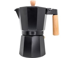 Inductie Koffiezetapparaat voor 9 Kopjes in Zwart en Hout