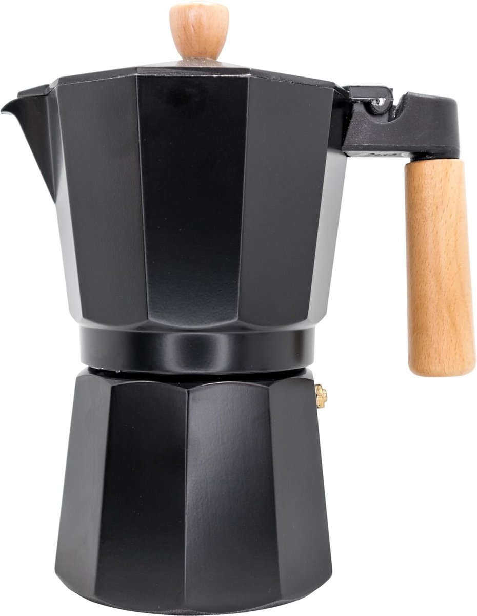 Inductie Koffiezetapparaat voor 9 Kopjes in Zwart en Hout