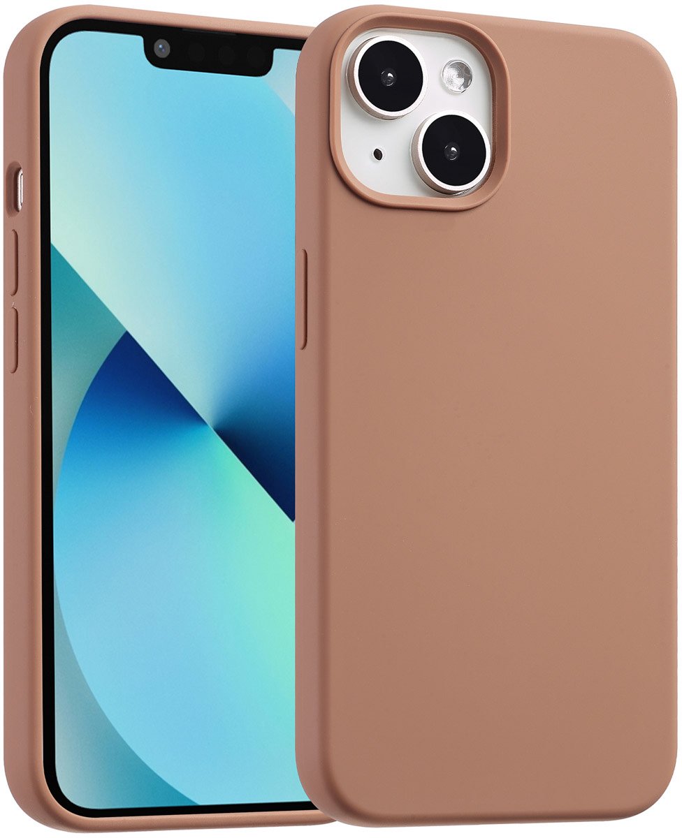 Accezz Hoesje - Geschikt voor Apple iPhone 13 Mini - Liquid Silicone Backcover geschikt voor MagSafe - Lichtbruin