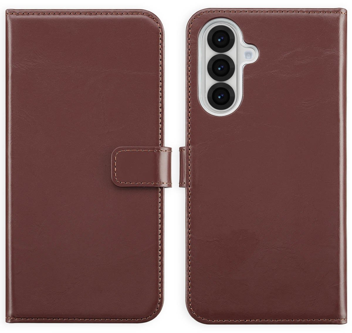 Selencia Hoesje - Geschikt voor Samsung Galaxy A36 / A56 (5G) - Echt Lederen Bookcase - Bruin