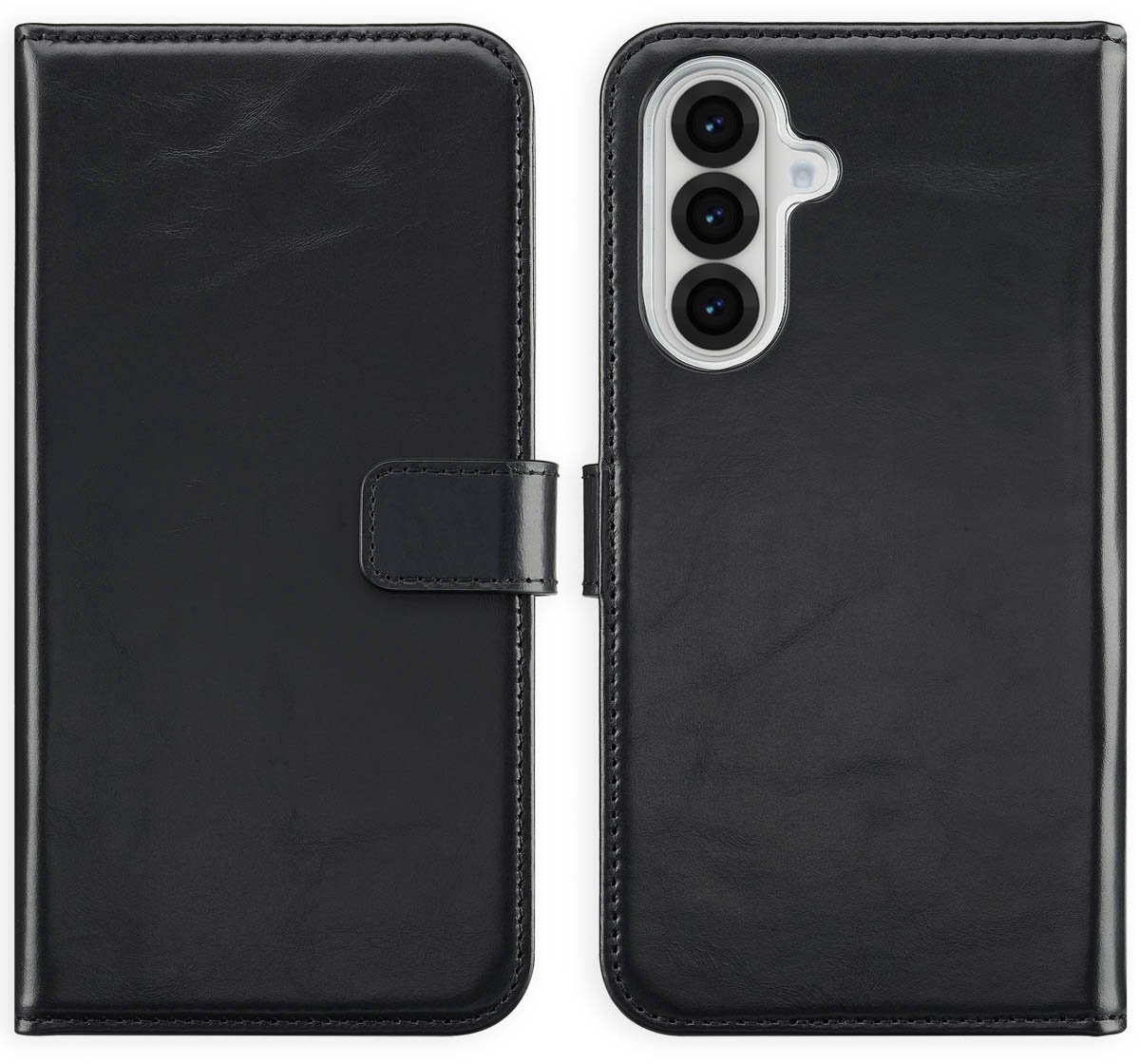 Selencia Hoesje - Geschikt voor Samsung Galaxy A36 / A56 (5G) - Echt Lederen Bookcase - Zwart