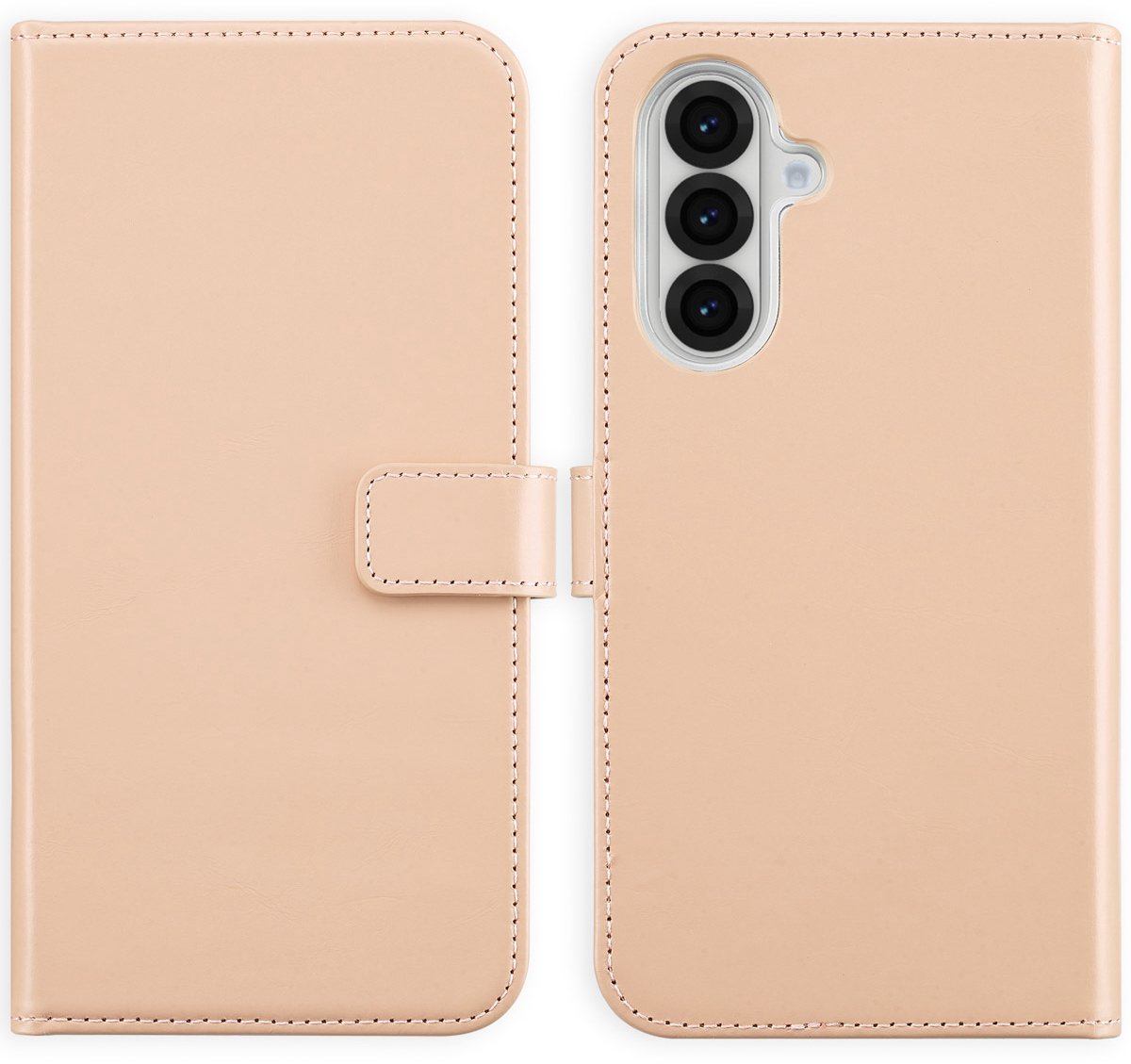Selencia Hoesje - Geschikt voor Samsung Galaxy A36 / A56 (5G) - Echt Lederen Bookcase - Roze