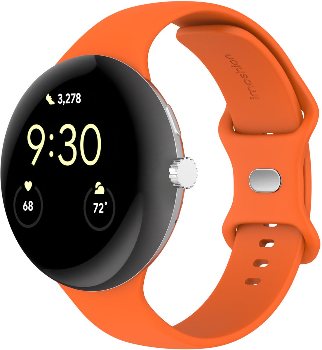 Siliconen⁺ bandje - Geschikt voor Google Pixel Watch 3 / 4 (45 mm) - Maat S - Oranje