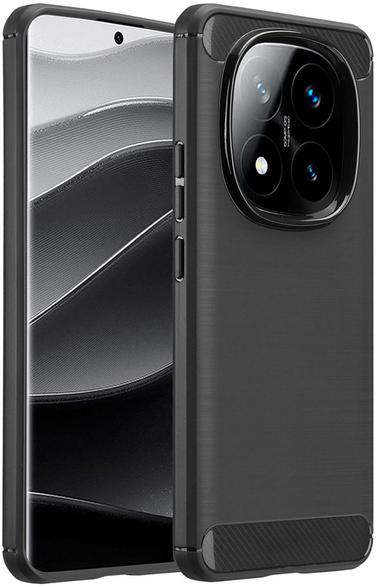 imoshion Hoesje - Geschikt voor Xiaomi Redmi Note 14 Pro Plus 5G - Brushed Backcover - Zwart