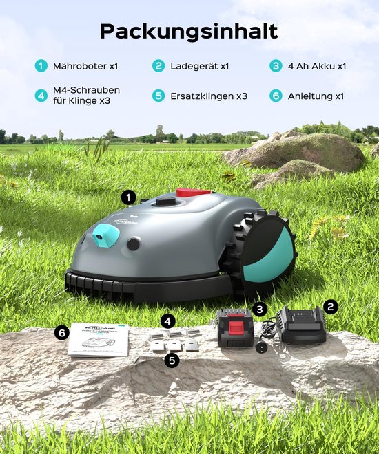 V100 Slimme Robotmaaier zonder Begrenzingskabel, - zonder Begrenzingskabel, Camera & AI - Medahomestore — afbeelding 4