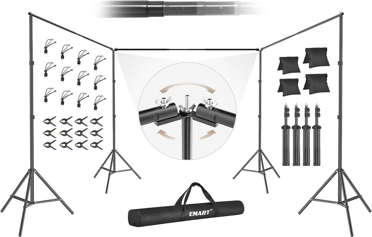 Fotobackground Standaard 9 x 2,1m met 308° Rotatiesysteem voor Fotostudio