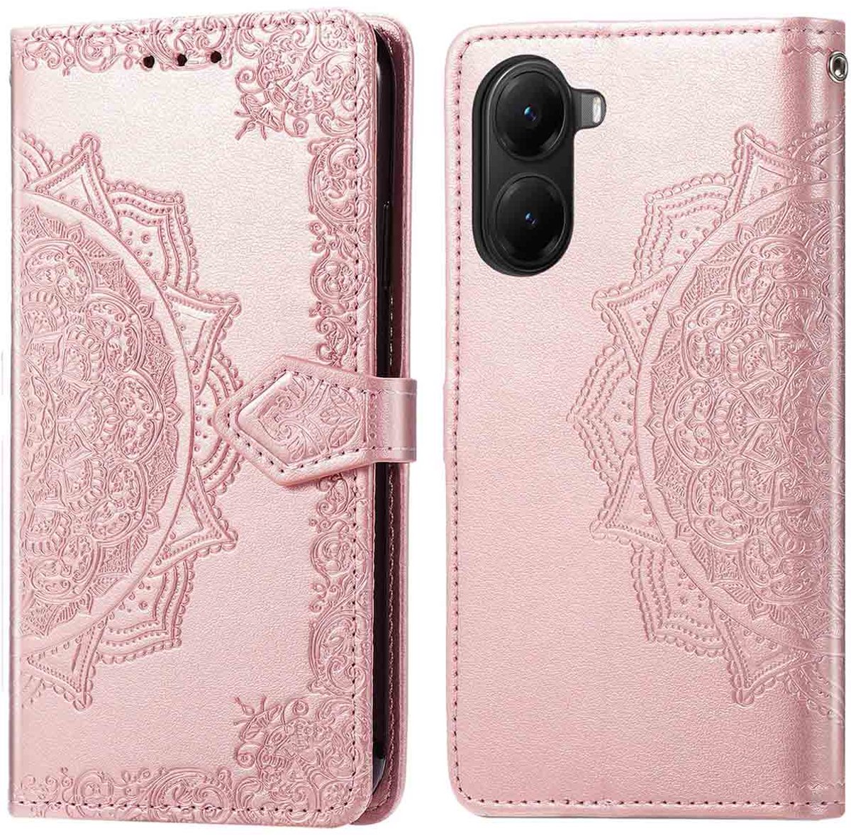 imoshion Hoesje - Geschikt voor Xiaomi Poco X7 Pro - Mandala Bookcase - Rosé Goud