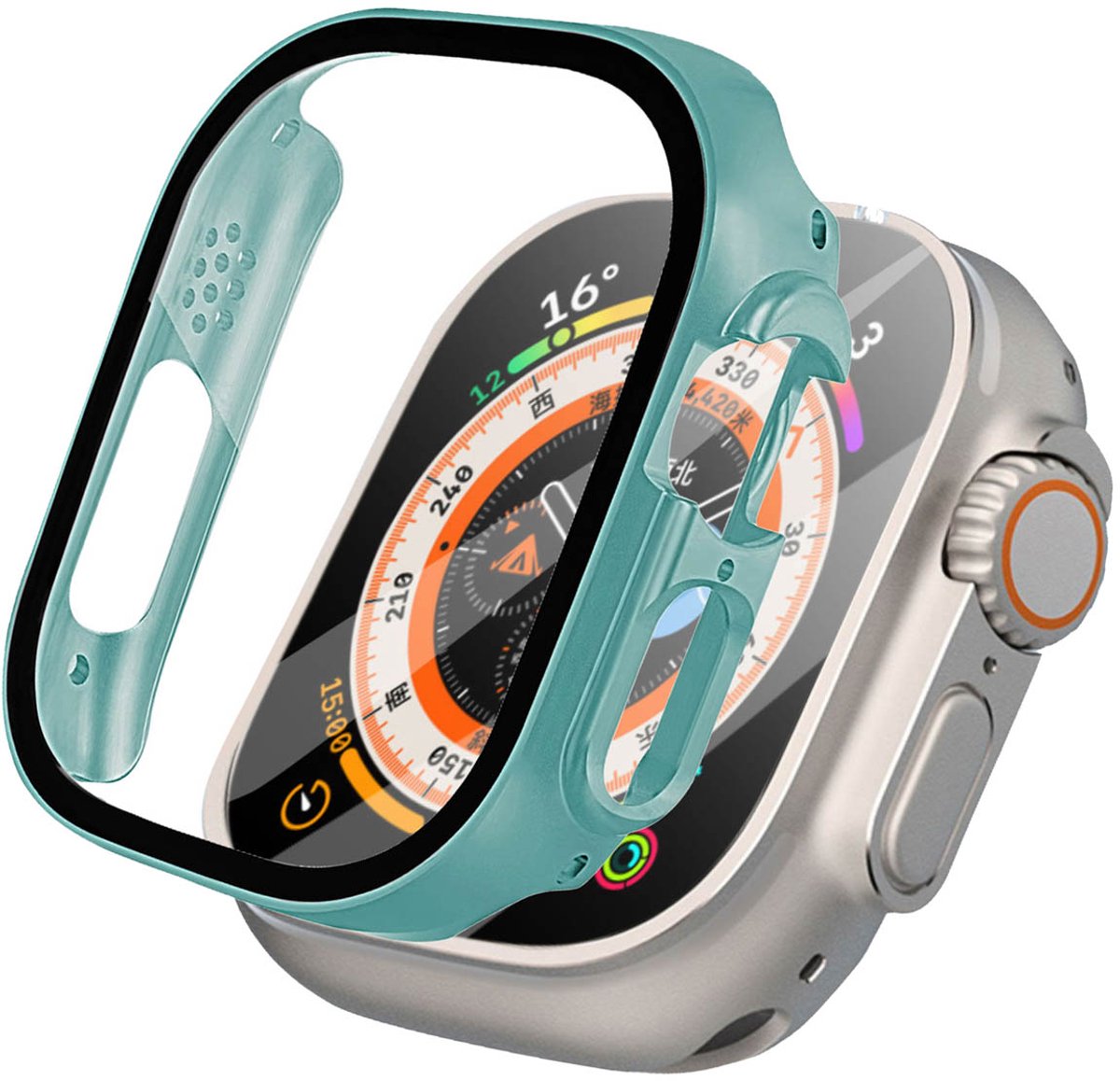 iMoshion Screen Protector Geschikt voor Apple Watch Ultra / Ultra 2 - 49 mm - Donkergroen - iMoshion Full Cover Hard Case / Hoesje - Donkergroen