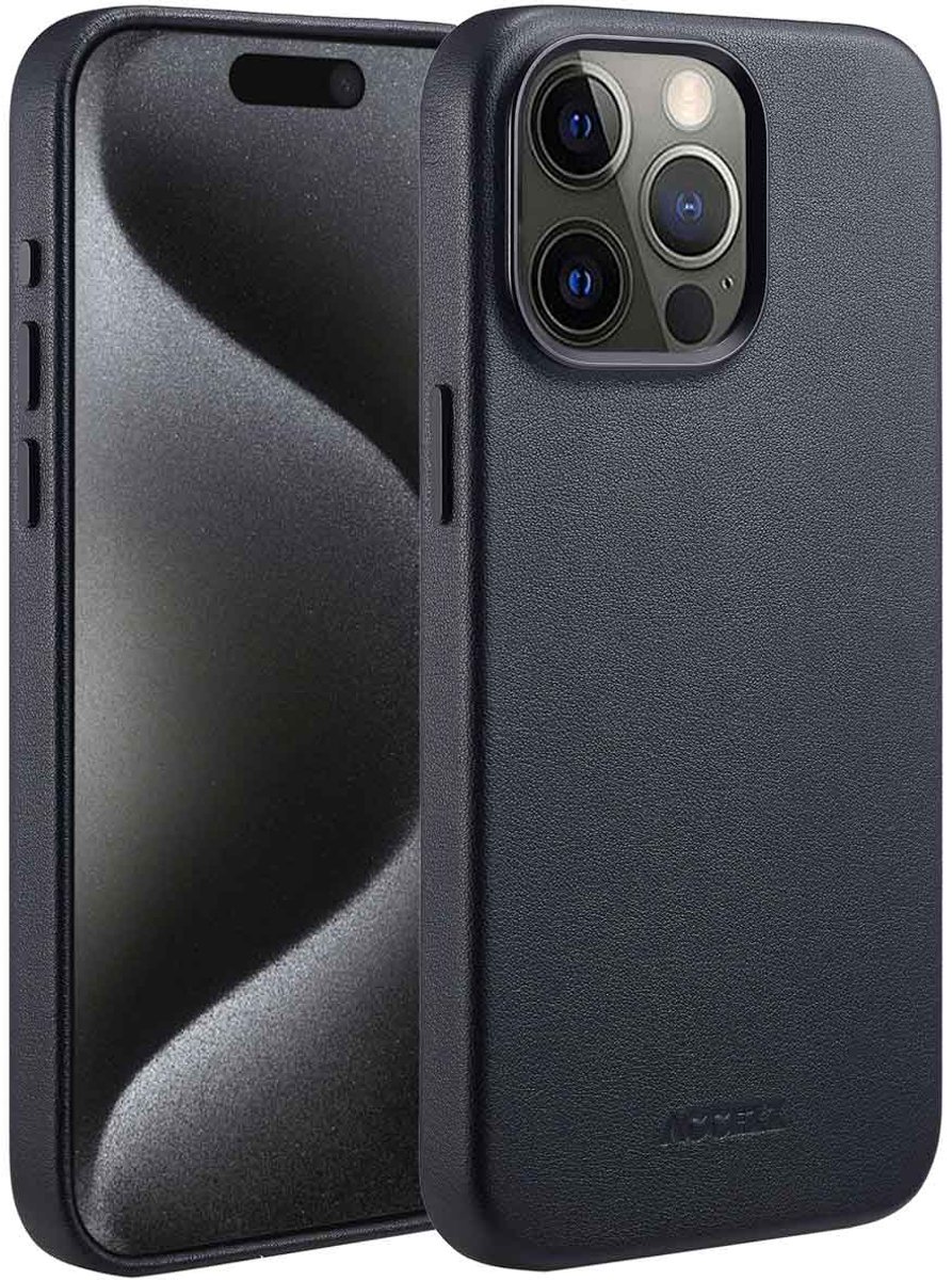 Accezz Hoesje Geschikt voor iPhone 15 Pro Max Hoesje - Accezz Geschikt voor MagSafe Leather Backcover - Zwart