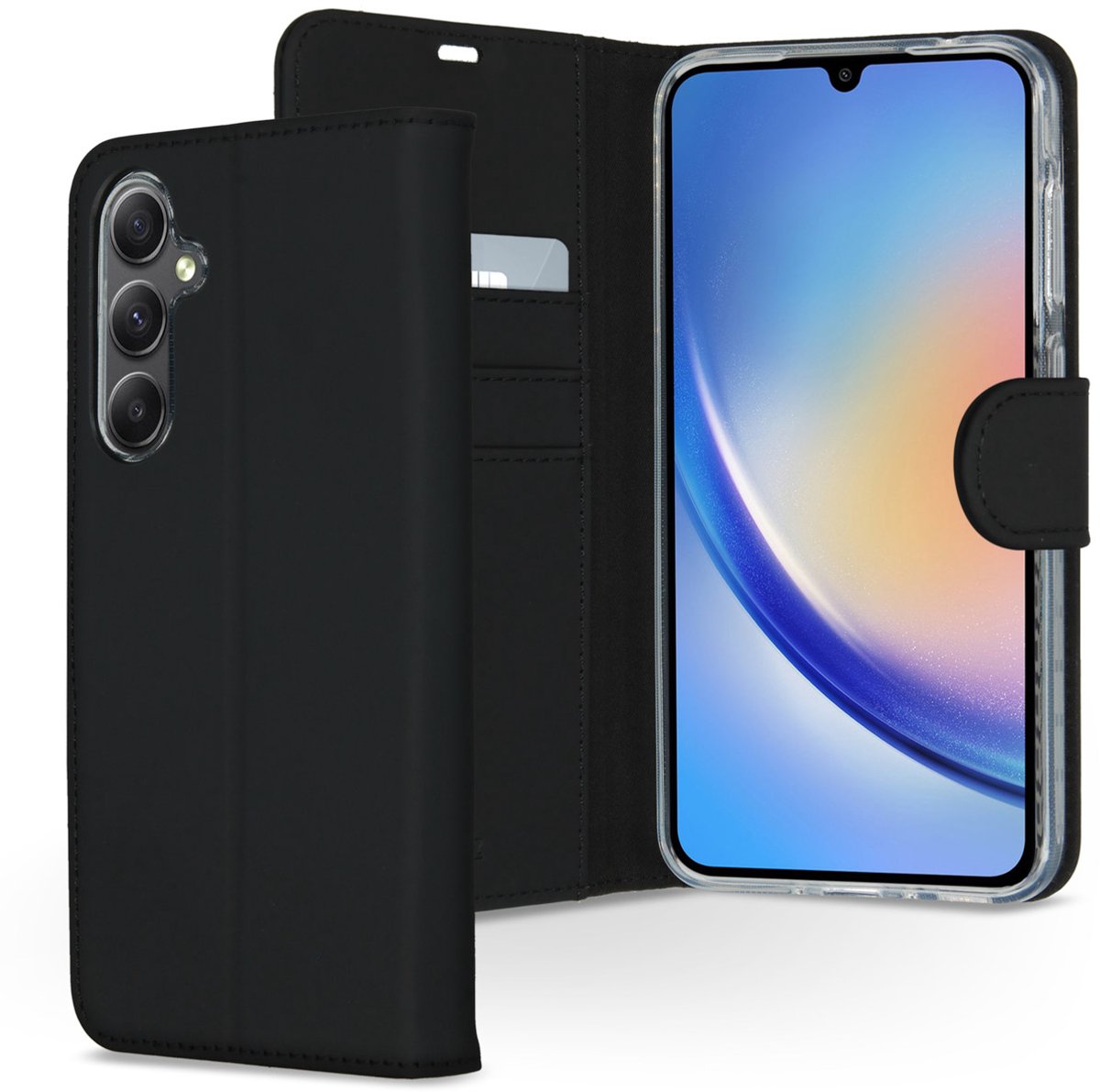 Accezz Hoesje Geschikt voor Samsung Galaxy A35 Hoesje Met Pasjeshouder - Accezz Wallet Softcase Bookcase - Zwart