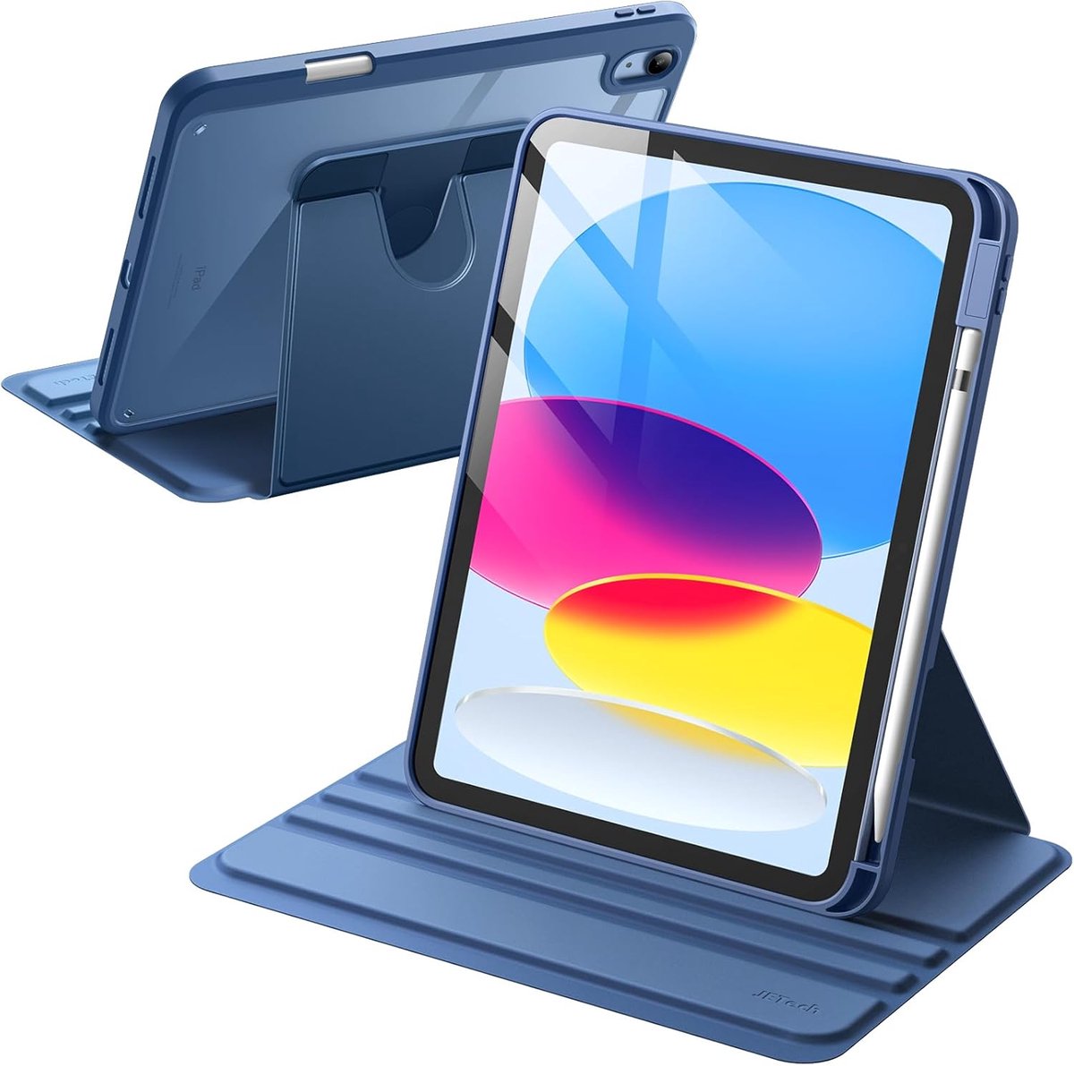 Zandarix Geschikt voor Apple iPad A16 (2025) - Met Pencil Houder - 360 Graden Rotatie - Book Case - Tablethoes - Marine