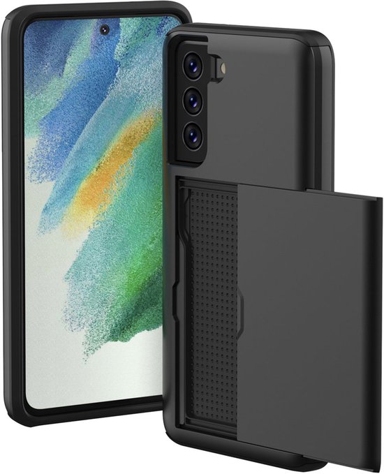 Coque Samsung Galaxy S21 FE - Espace pour 2 cartes - Coque de téléphone iMoshion avec porte-cartes - Zwart